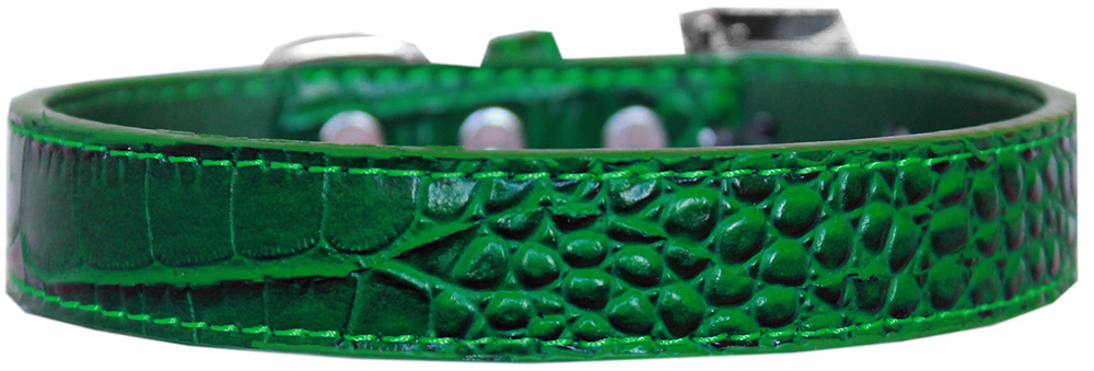 Tulsa Plain Croc Dog Collar Emerald Green Size 12